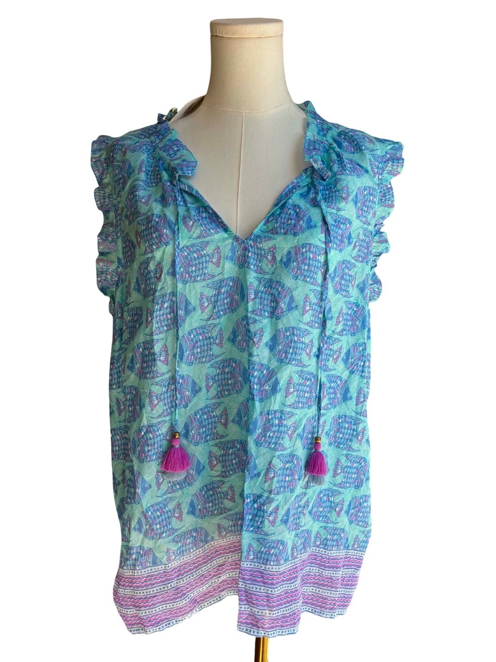 Vineyard Vines Ruffle Popover Top